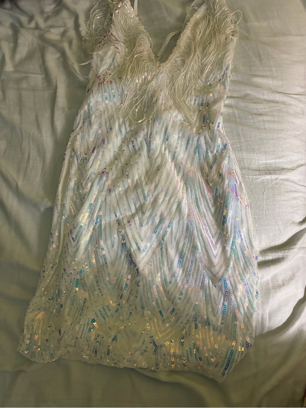 Banjul White Sequin Dress